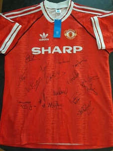 MAN UTD - Multi Signed Home Shirt 1991 Season by 16 - Size XXL - FOOTBALL - Picture 1 of 2