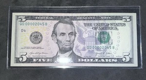 ✅Fancy LOW Serial Number US $5 Five Dollar Note SERIAL # 00002045 w/Case🇺🇸 - Picture 1 of 4