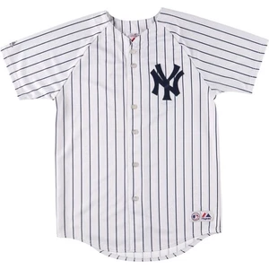 Vintage 1990s Majestic MLB New York Yankees Striped Game Shirt Size S Men - Picture 1 of 10
