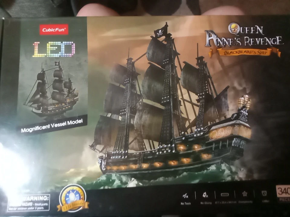  CubicFun LED Queen Anne's Revenge Blackbeard's Ship Model 340 Pcs - Image 1 of 1