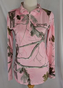 Realtree APC Women’s XL Pink Camo 1/4 Zip Pullover Hunting Shirt  Long Sleeve - Picture 1 of 7