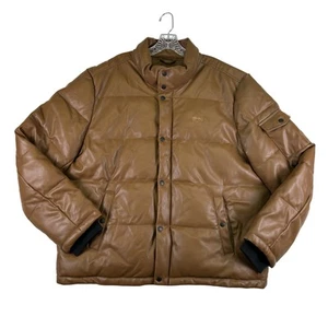 Levis Jacket Mens 2XL Brown Faux Leather Puffer Quilted Insulated Outerwear Coat - Picture 1 of 19