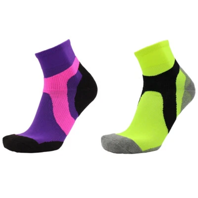 2 Pairs Pro Women Men Running Jogging Sports Ankle Socks Fitness Purple Green - Image 1 of 4