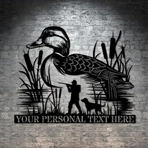 Letrero metálico con nombre de cazador de patos personalizado regalo. Regalo de decoración de pared de caza personalizado - Imagen 1 de 6