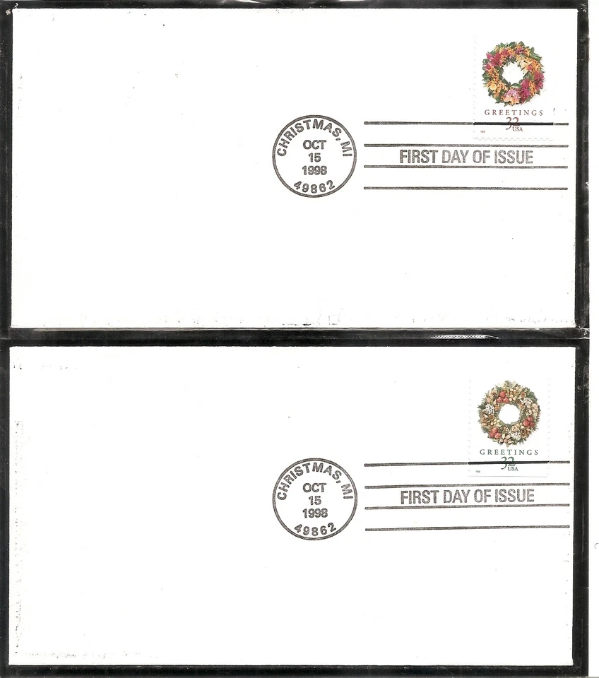 US SC # 3245-3248 Christmas Wreath FDC. No Cachet - Image 1 of 2