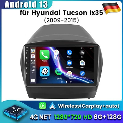 Autoradio 6+128G Android14 GPS Navi CarPlay Für Hyundai iX35 EL ELH LM 2010-2015 - Bild 1 von 4