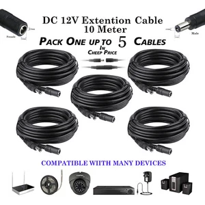33ft DC 12V Power Supply Extension Cable Wire for CCTV Security Cameras DVR - Picture 1 of 14