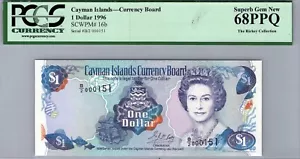 Cayman Islands 1 Dollar 1996 "TOP POP" PCGS Graded 68 Superb Gem New - Picture 1 of 3