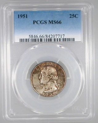 1951 Washington Quarter MS-66 PCGS Certified - Color! - Image 1 of 4
