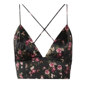 CAMI Women's Black Dark Rose Cropped Top #006 NWT - Picture 1 of 1