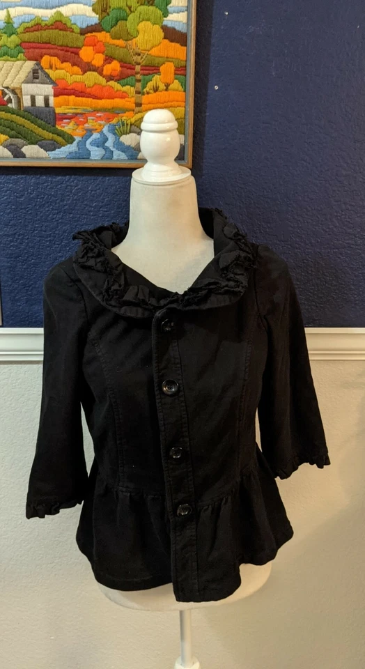 Nick & Mo Anthropologie Exclusive Collection Black 100% Cotton Jacket Sz Medium - Image 1 of 4