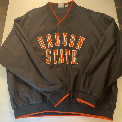 Oregon State Beavers Pullover Jacket Windbreaker Size XL Black Orange Red Oak Cover