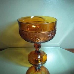 Anchor Hocking Sandwich Desert Gold footed Compote - Picture 1 of 12