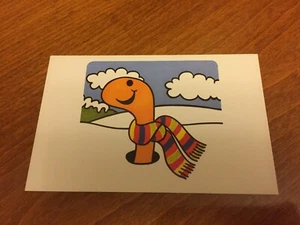 Little Miss Worm and Scarf Themed Postcard #1 - NEW - Picture 1 of 1