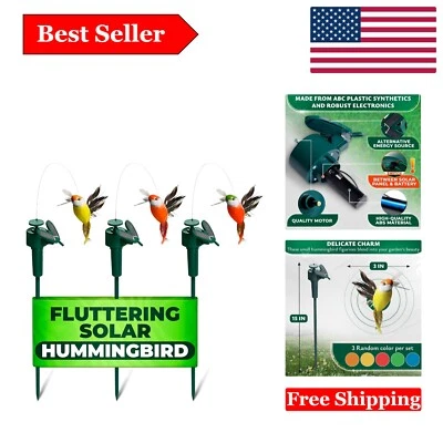 Colorful Solar Hummingbird Garden Stakes – 3PC, Weather-Resistant, Bright & E... - Image 1 of 4