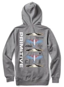 FELPA CON CAPPUCCIO ZILDJIAN X PRIMITIVE FLIGHT, GRIGIA ERICA- XL NUOVA SENZA ETICHETTA SPEDIZIONE GRATUITA USA - Foto 1 di 8