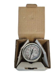 NIB KRONES 0-900-05-819-7 PRESSURE GAUGE 0-10BAR 0-140PSI 1/4" MALE CENTER BACK - Picture 1 of 4