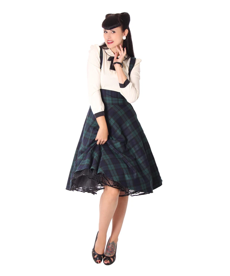 SugarShock Valentina Tartan retro Petticoat Swing Hosenträger Rock kariert - Bild 1 von 1