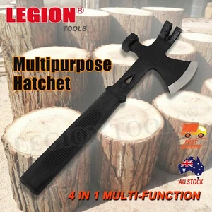 13" Multi Purpose Tomahawk Axe Hatchet Hammer Crowbar Black Steel Rubber Handle - Picture 1 of 5