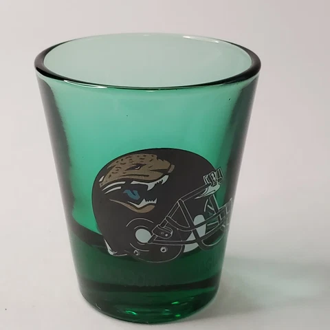 Jacksonville Jaguars Shot Glass Green Glass with Helmet Graphic Standard Size Cover