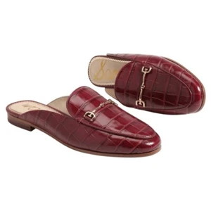 Sam Edelman rote Krokoleder Pantolette Loafer Pantoletten flache Schuhe Gr. 7 - Bild 1 von 12