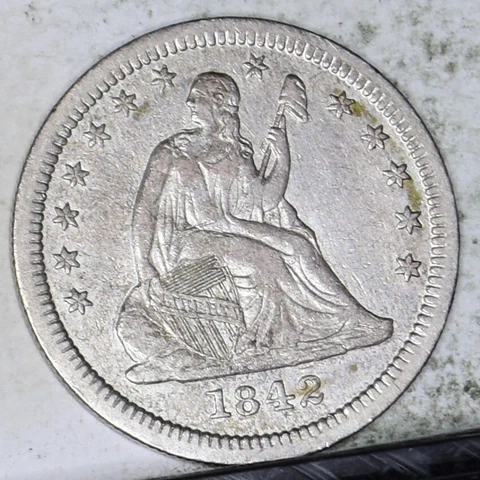 1842-O Liberty Seated Quarter - Large Date - XF Details (#45864) Cover