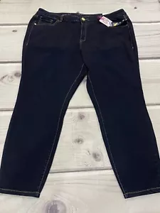 Lane Bryant Jeans Womens 20S Short Blue Denim Genius Fit Pants Skinny Dark Wash - Picture 1 of 6
