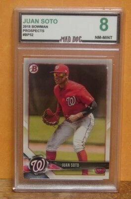 JUAN SOTO Rookie*****2018 BOWMAN-----MINT 8****NATIONALS--PADRES---Mad Dog GRADE - Image 1 of 2