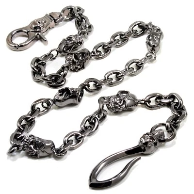 Gancho y Clip Calavera Motociclista Camionero Llave Jean Cartera Cadena (27.5") Negro CS28BLK Foto 1 de 4