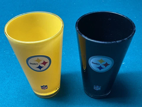 Pittsburgh Steelers Black & Yellow 16 oz Tumbler Glasses (Set of 2). Brand New ! Cover