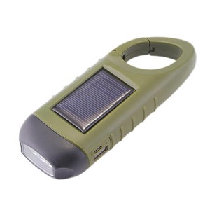 Solar Torch LED Hand-cranked Flashlight Emergency Power Bank (1pc Olive Green)