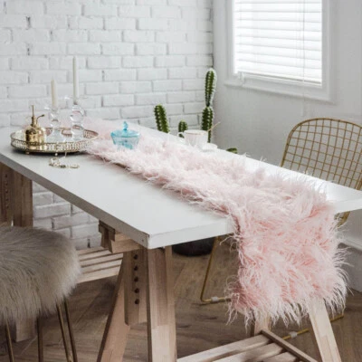 Faux Wool Shaggy Fluffy FUR Table Runner Table Cloth Banquet Wedding Table Decor - Image 1 of 4