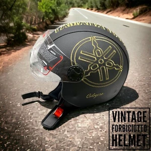 Casco vintage in pelle personalizzabile Con Nome Yamaha Visiera e/o Occhiali - Foto 1 di 4