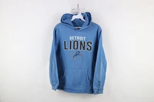 Y2K NFL Boys XL Distressed Spell Out Detroit Lions Football Hoodie Sweatshirt - Picture 1 of 12