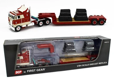 2023 DCP 1:64 *RED & CREAM* Peterbilt 352 COE 110" w/Rogers Lowboy & Load *NIB* - Image 1 of 4