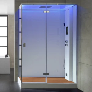 Dampfdusche 150x90 cm in weiß rechts Dusche mit Duschtasse Duschkabine - Bild 1 von 7