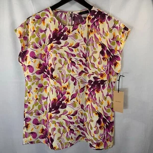 Halogen Nordstrom Bluse Gr. S lila Blütenblatt Brise Blumen Rundhals Flügelärmel - Bild 1 von 6