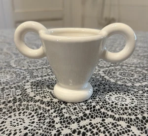 Rare White 2 Handled Child’s Cup For Baby’s First Fiesta Kids Cup Stoneware - Picture 1 of 10
