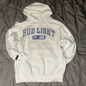 Vintage Y2K Jansport Bud Light Beer Promo Sweatshirt Size M Big Logo Spell Out - Picture 1 of 6