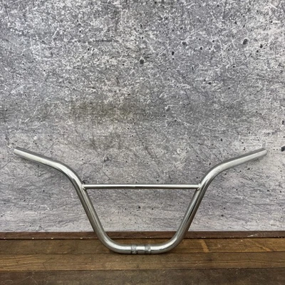 Old School BMX Handlebar Chrome Double Clamp KNurl Bars Sweep Steel 70s 80s - Image 1 of 4