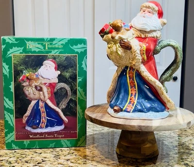 Vintage NIB Certifed International Woodland Santa Tea Pot 12” Dillards Trimmings - Image 1 of 4