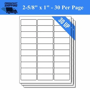 2.625" x 1" Blank Laser Ink Jet Mailing Self Adhesive Address Labels 1" x 2 5/8" - Picture 1 of 13