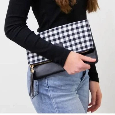 Bolso de mano plegable negro blanco Buffalo Check Foto 1 de 4