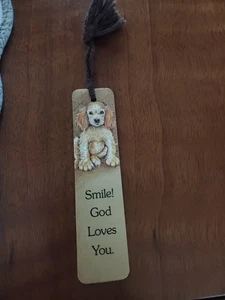VINTAGE 1978 Puppy Antioch Bookmark Smile! God Loves You - Picture 1 of 4