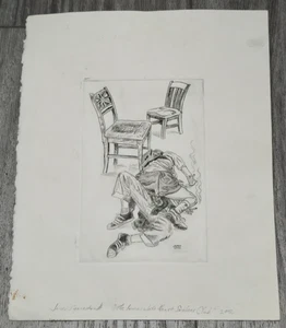 Acquaforte originale 2002 James Synnestvedt The Immaculate Heart Smokers Club firmata - Foto 1 di 9