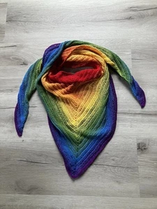 Regenbogen-Tuch/Schultertuch - gehäkelt, reine Baumwolle, Unikat - NEU - Bild 1 von 5