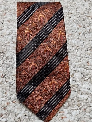 JZ галерея коллекции шелк шеи галстук сожжен оранжевый пейсли в полоску США $115 новый с Ярлыками  - Изображение 1 из 4