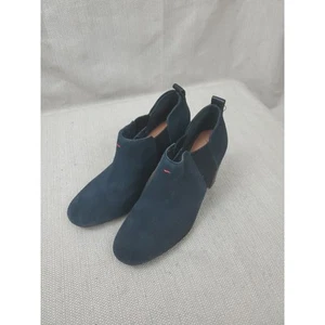 Ellen Degenerse ED Mahoney Boots Womens Size 6.5 Blue Block Heel Pull On Suede - Picture 1 of 9