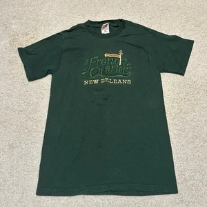 Vintage 90s Fruit of the Loom French Quarter New Orleans Jazz Green Shirt Size S - Bild 1 von 6