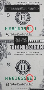 Beautiful Banknotes, With Consecutive Fancy Series(3981—3982)(A#59) - Picture 1 of 10
